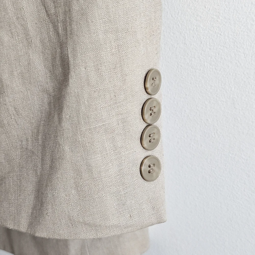 Vintage Members Only Sand Beige 55% Linen 45% Cotton Blazer Sport Coat 44R